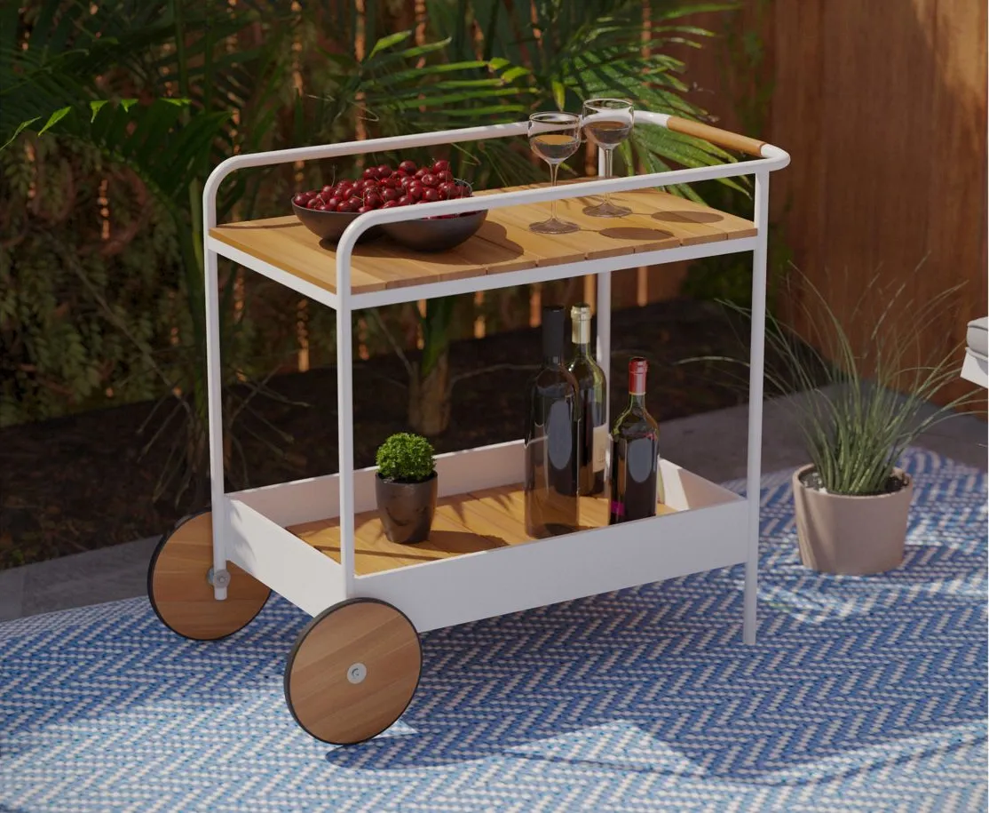 Ladwig Outdoor Serving/Bar Cart in White by SEI Furniture