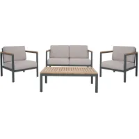 Chicopee 4-pc. Patio Set in Gray/Brown/Black by Safavieh