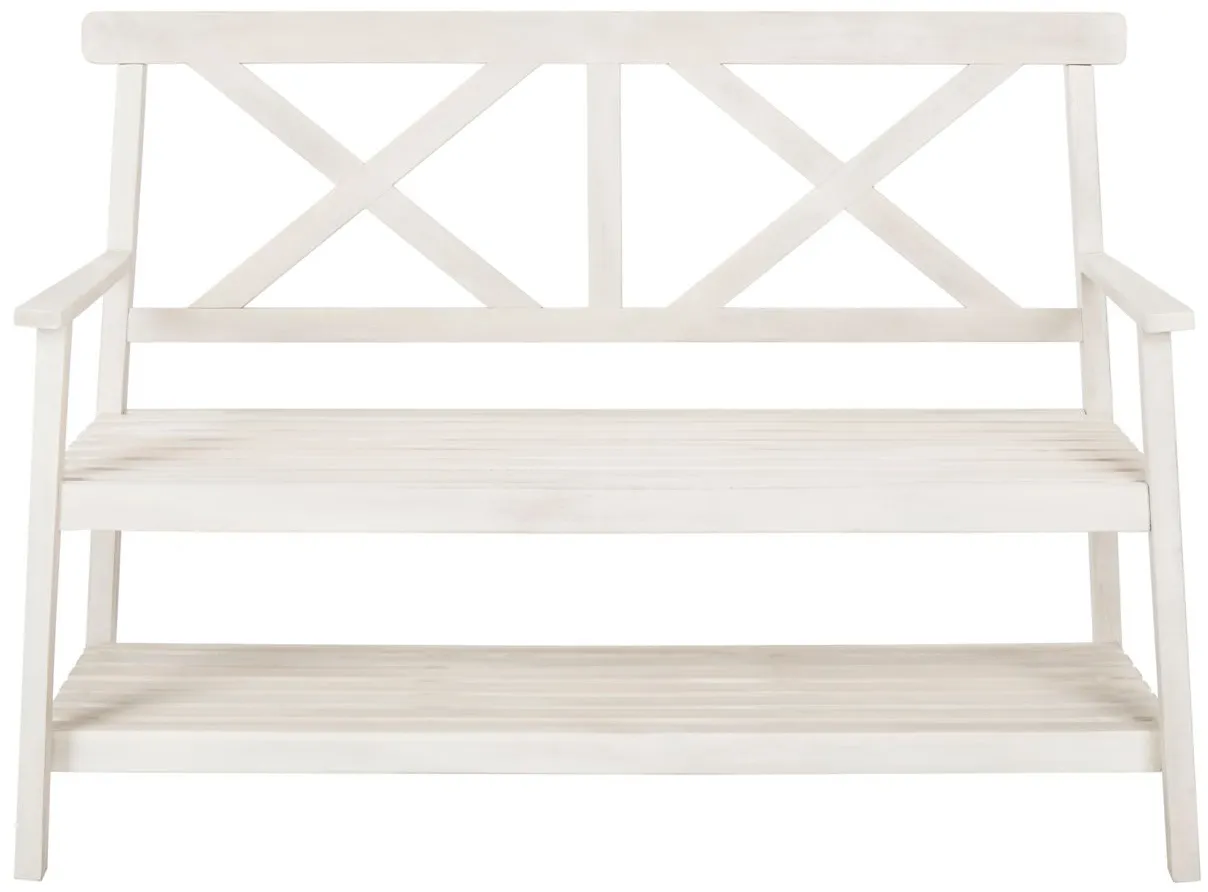 Arden Outdoor Bench in White by Safavieh