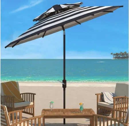 Marcie Fashion Line 9 ft Double Top Umbrella in Navy by Safavieh