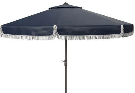 Murphy Fringe 11 ft Rnd Crank Umbrella in Navy by Safavieh