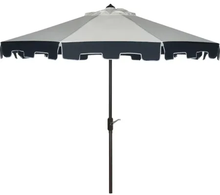 Myrna UV Resistant Fashion 9 ft Auto Tilt Umbrella in Navy / Beige / Natural by Safavieh