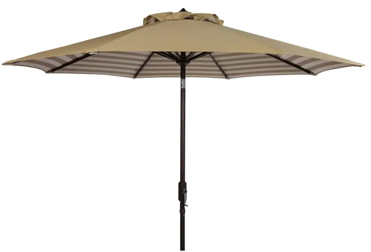 Shay Inside Out Striped 9 ft Crank Outdoor Auto Tilt Umbrella in Antique Blue by Safavieh