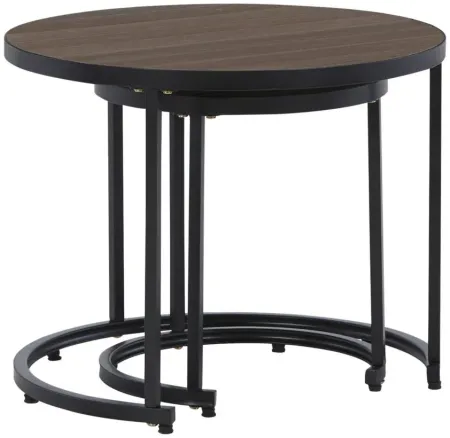 Ayla Outdoor Nesting End Tables - Set of 2 in Brown/Black by Ashley Furniture