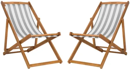 Summerset Foldable Sling Chair in Natural, Grey, & White by Safavieh