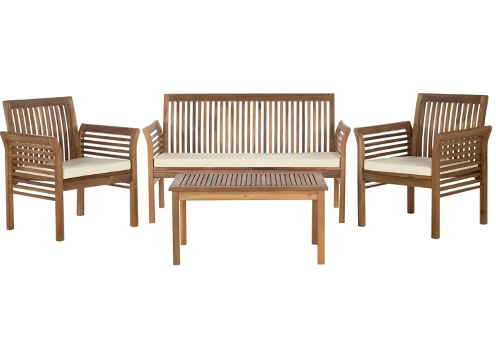 Vlad 4-pc. Patio Set in Natural / Aqua Cushion by Safavieh