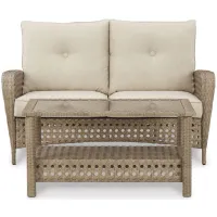 Braylee Outdoor Loveseat with Table in Brown by Ashley Furniture