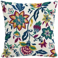 18" Outdoor Floral Jewel Pillow in Folk Floral Jewel by Skyline