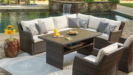 Easy Isle Outdoor Multi-Use Table in Dark Brown/Beige by Ashley Furniture