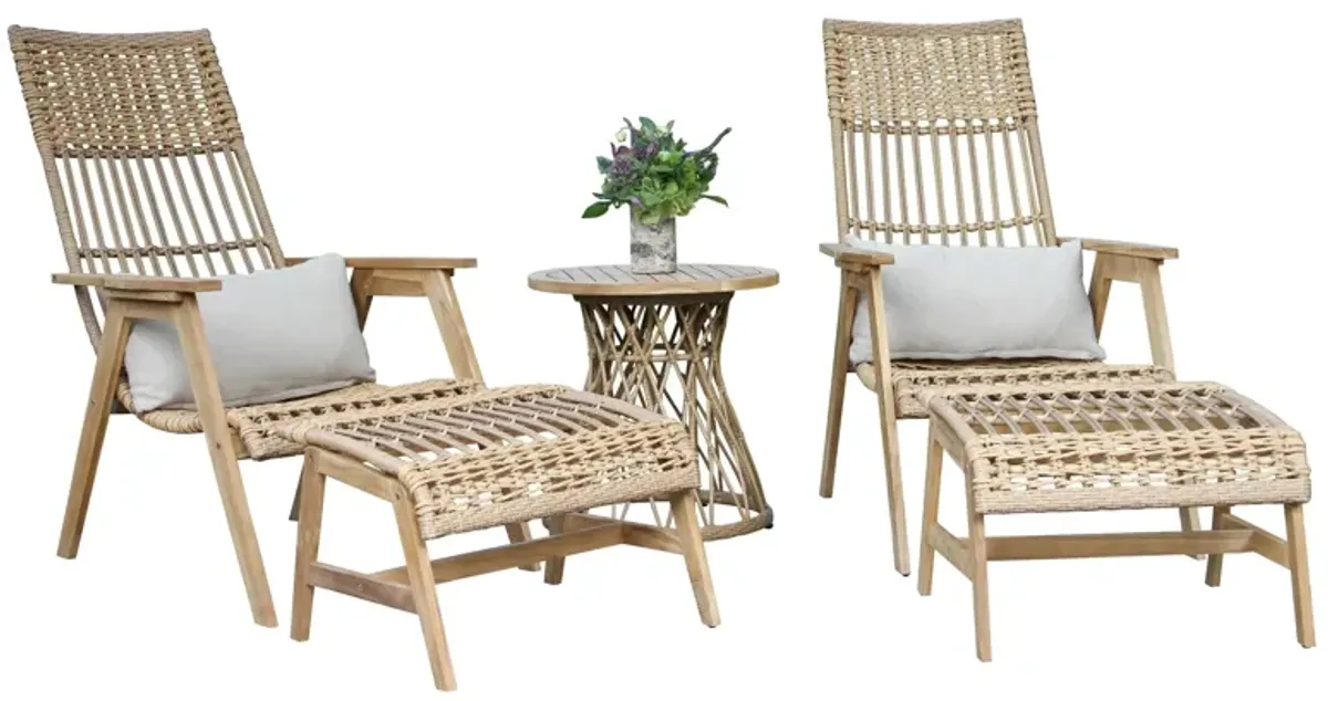 Bohemian 5 pc. Lounger Set in Teak by Outdoor Interiors