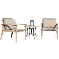 Bing 3 pc. Seating Group with Marble Accent Table in Wheat by Outdoor Interiors