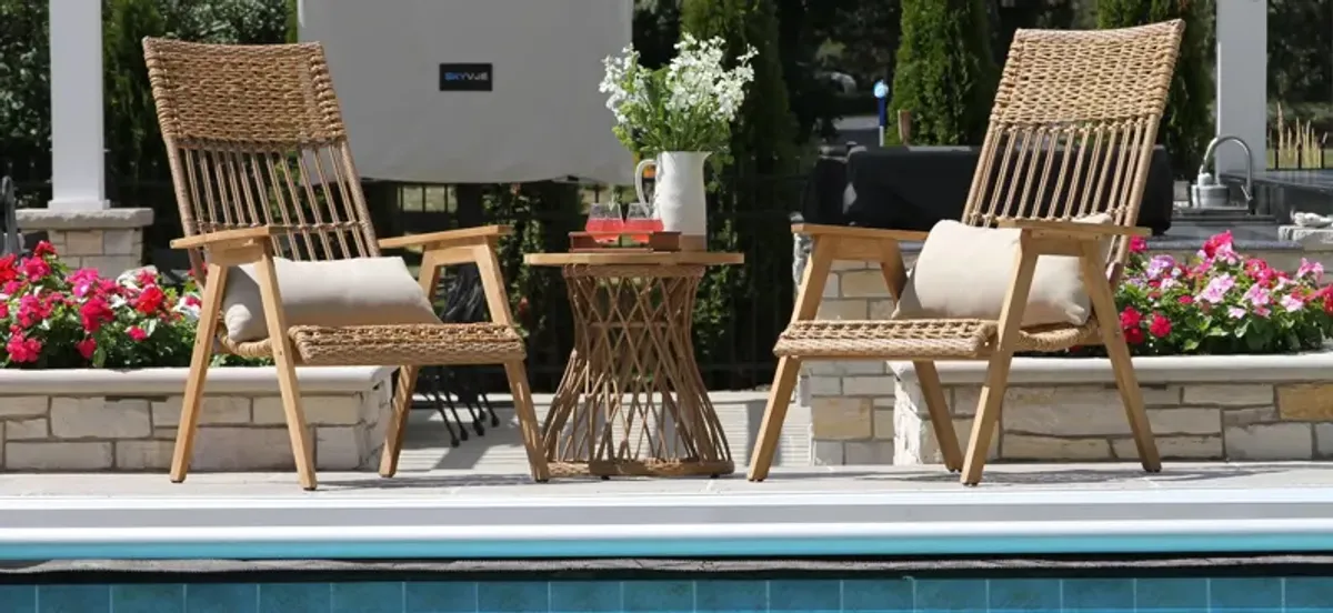 Bohemian 3 pc Wicker Basket Lounger Set