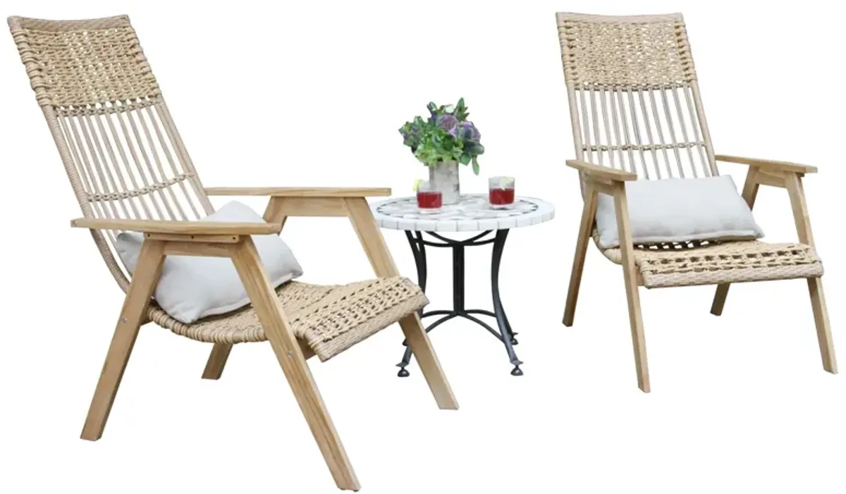 Bohemian 3-pc. Lounger Set with Marble Accent Table in Teak by Outdoor Interiors