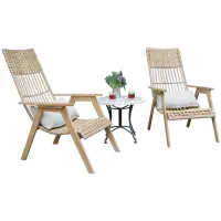 Bohemian 3 pc Lounger Set with Marble Accent Table in Teak by Outdoor Interiors