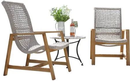 Nautical 3 pc. Lounge Set with Marble Accent Table in Teak by Outdoor Interiors