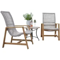 Nautical 3 pc. Lounge Set with Sandstone Accent Table in Teak by Outdoor Interiors