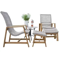 Nautical 5 pc. Lounge Set with Marble Accent Table in Teak by Outdoor Interiors