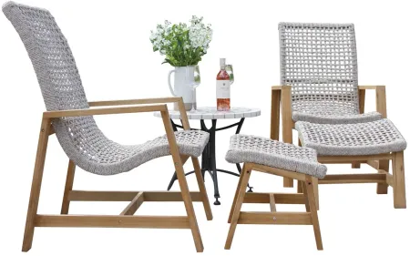 Nautical 5 pc. Lounge Set with Marble Accent Table in Teak by Outdoor Interiors
