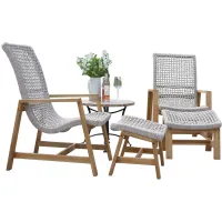 Nautical 5 pc. Lounge Set with Sandstone Accent Table in Teak by Outdoor Interiors