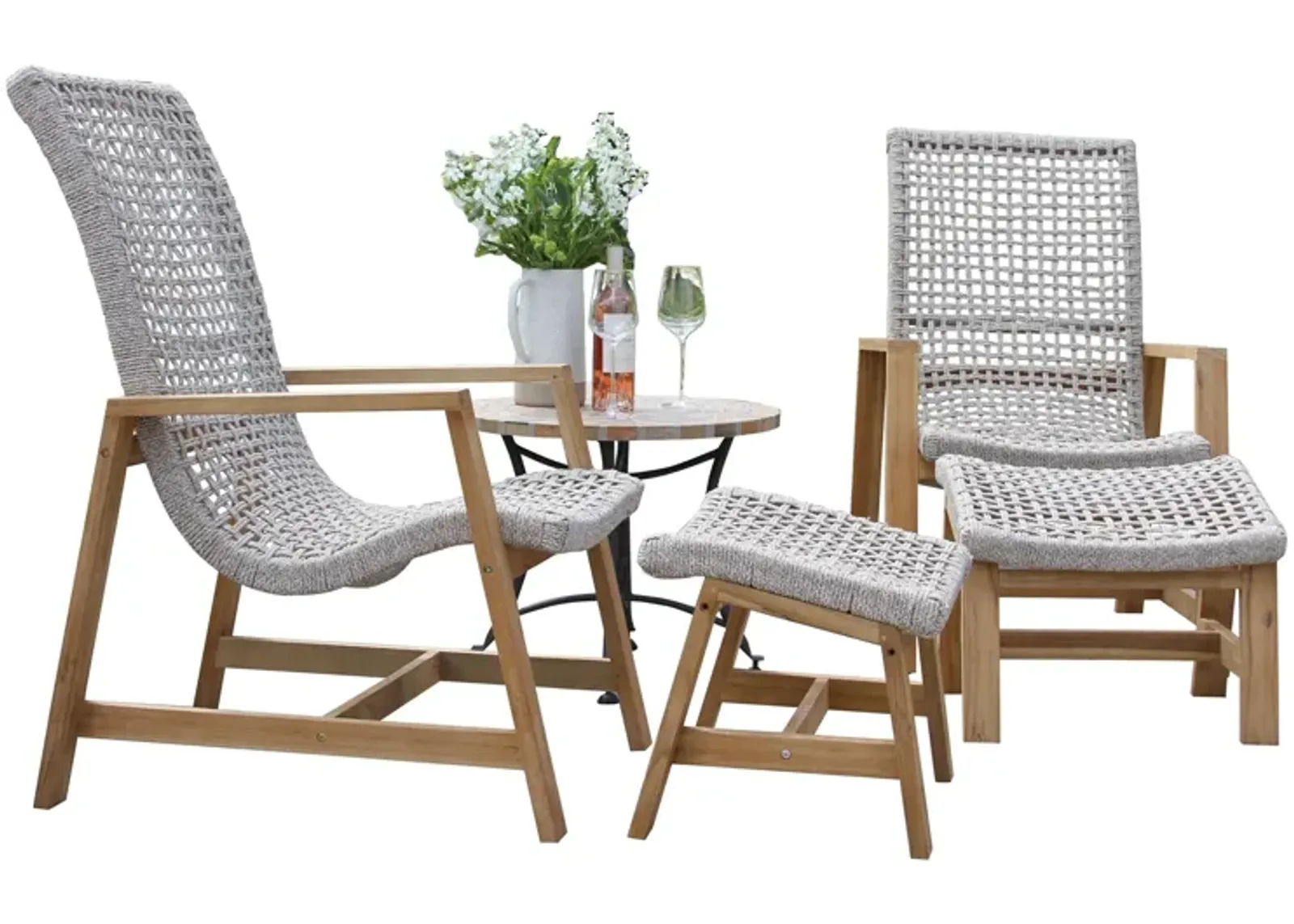 Nautical 5-pc. Lounge Set in Teak by Outdoor Interiors