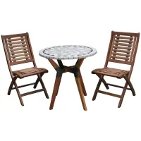 Bauer 3 pc. Bistro Set with Folding Chairs in Multi by Outdoor Interiors