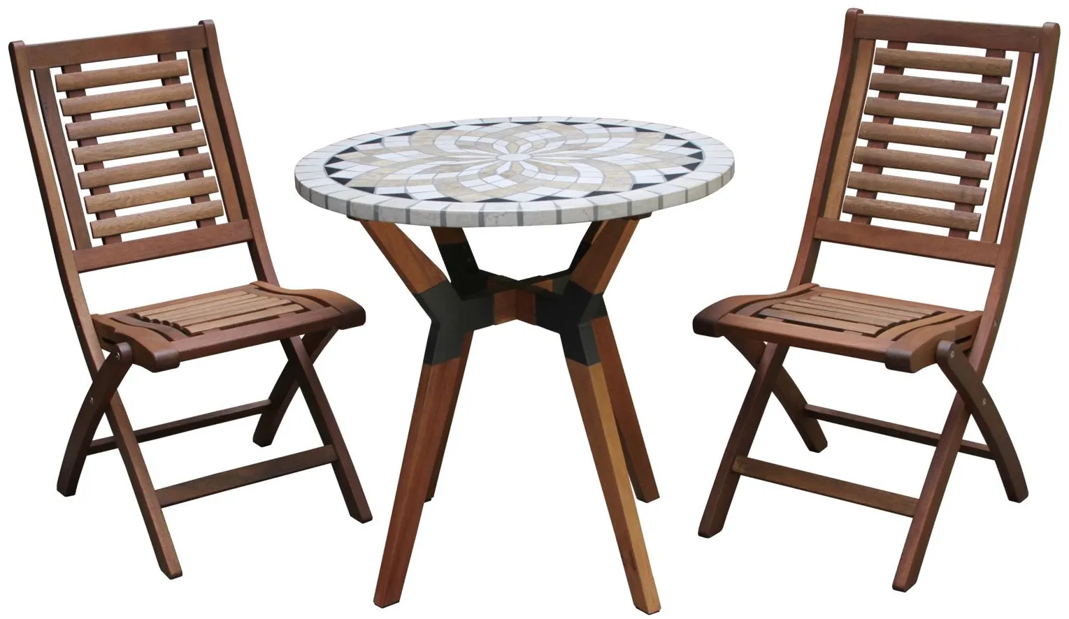 Bauer 3 pc. Bistro Set with Folding Chairs in Multi by Outdoor Interiors