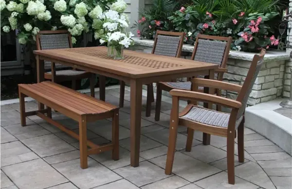 Farmhouse 6-pc. Dining Set with Wicker Chairs