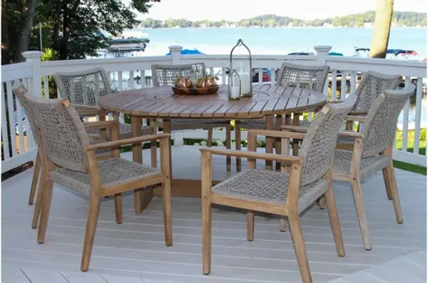 Nautical 9-pc.. Lazy Susan Table with Rope Chairs