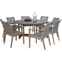 Nautical 9 pc. Lazy Susan Table with Rope Chairs in Wheat by Outdoor Interiors