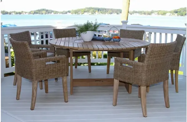Nautical 7-pc. Lazy Susan Table with Wicker Chairs