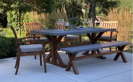 Nautical 6 pc. Dining Set with Bench in Brown by Outdoor Interiors