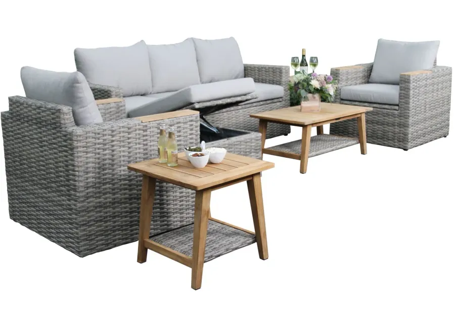 Teak and Wicker 6-pc. Patio Set in Gray by Outdoor Interiors