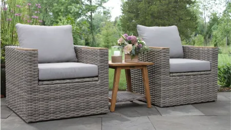 3 pc. Teak and Wicker Storage Seating Group Set in Grey by Outdoor Interiors