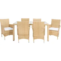 Hendrick 7-pc. Outdoor Dining Set in Natural / White by Safavieh