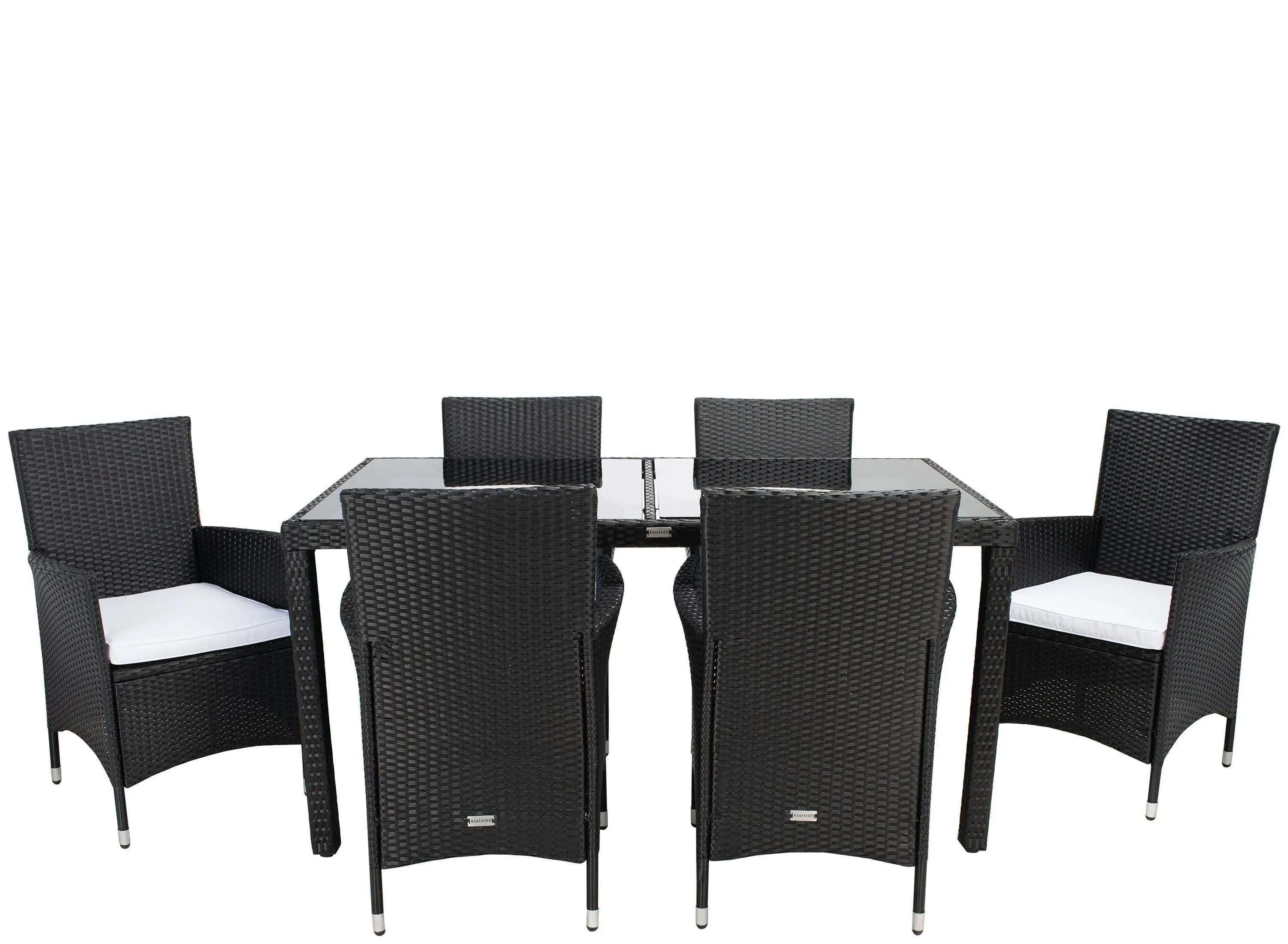 Hendrick 7-pc. Outdoor Dining Set in Brown/Beige/Black by Safavieh