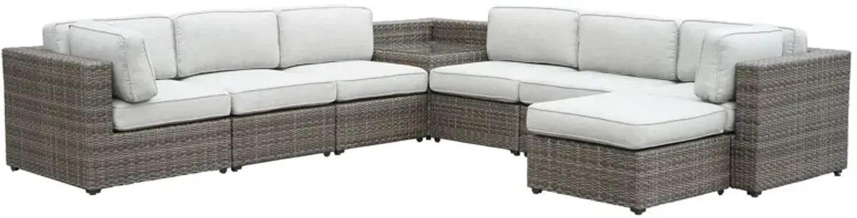 Tamyra 7 Piece Wicker Sectional in Gray by Steve Silver Co.