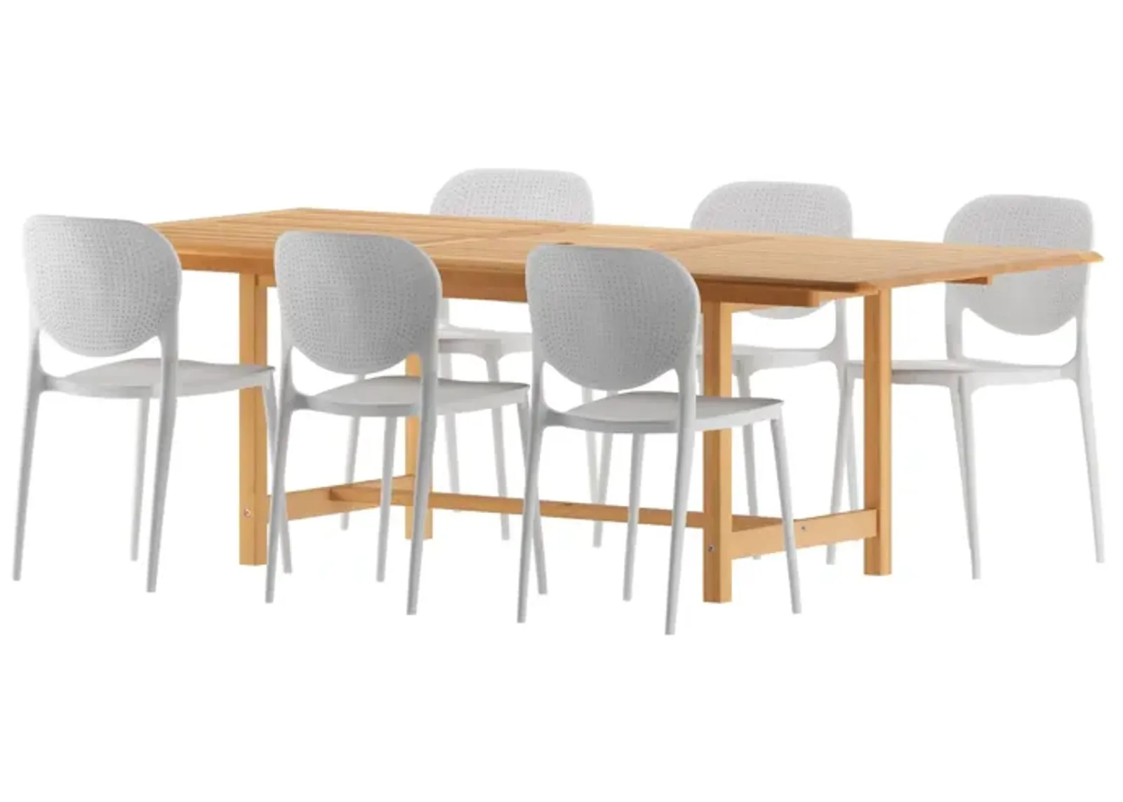 Amazonia Outdoor 7-pc. Teak Wood Dining Set in Light Brown;White by International Home Miami