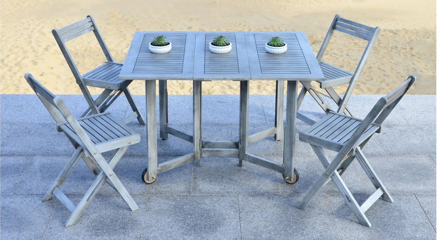 Arvin 5-pc. Outdoor Cabinet Dining Set in Navy by Safavieh