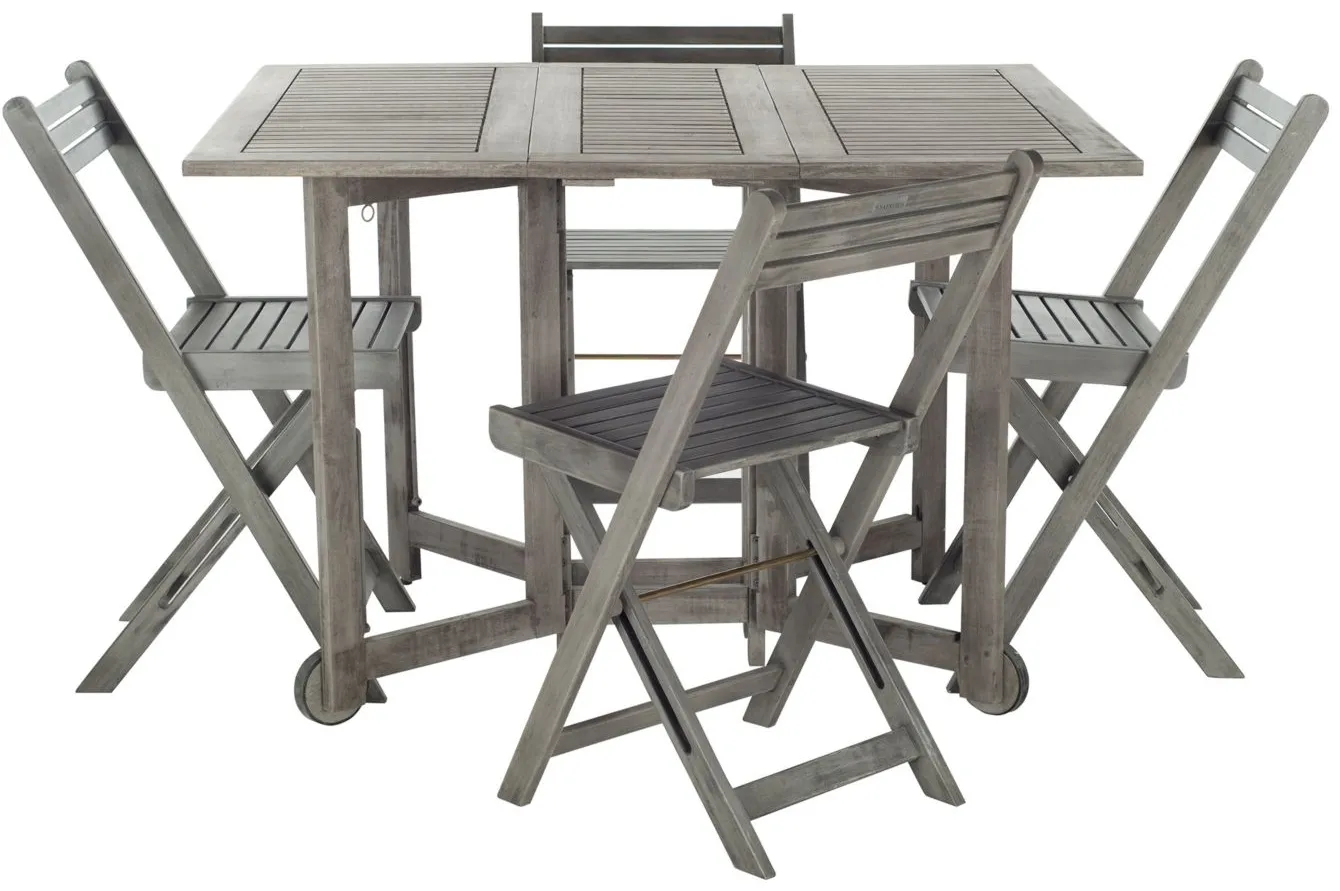 Arvin 5-pc. Outdoor Cabinet Dining Set in Navy by Safavieh