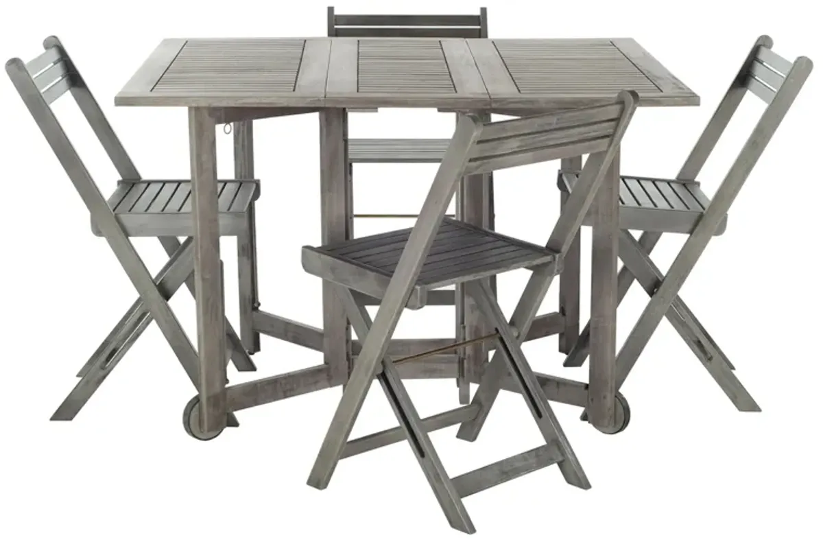 Arvin 5-pc. Outdoor Cabinet Dining Set in Navy by Safavieh