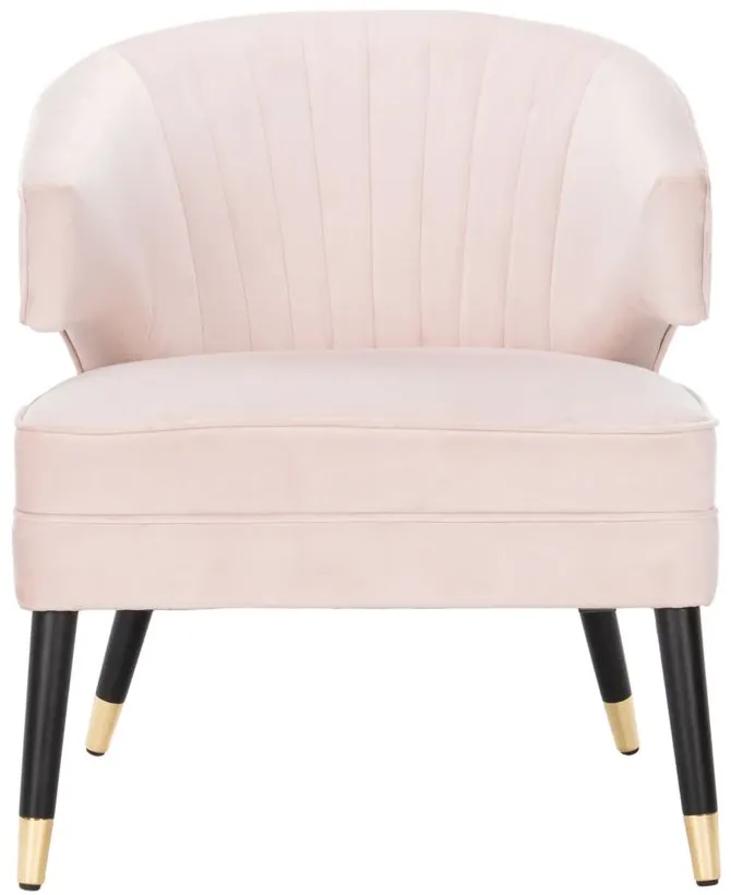 Stazia Wingback Accent Chair in Blush / Black by Safavieh