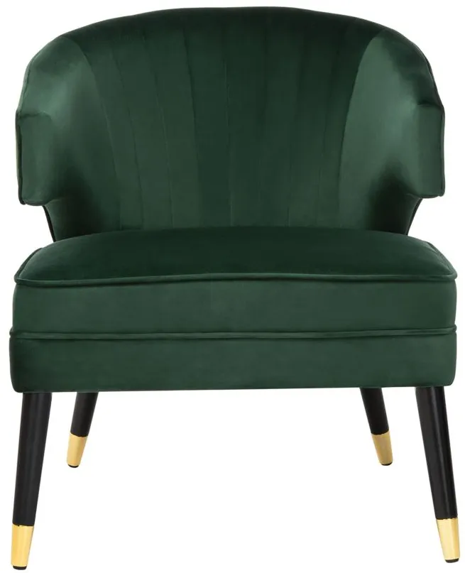 Stazia Wingback Accent Chair in Forest Green / Black by Safavieh