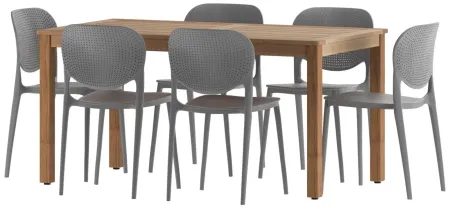 Amazonia Outdoor 7- pc. Teak Wood Dining Set in Brown;Gray by International Home Miami