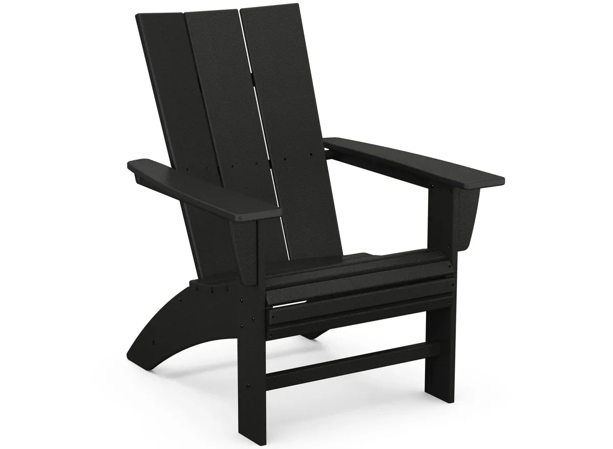 Modern Curveback Adirondack Chair in Black by Polywood