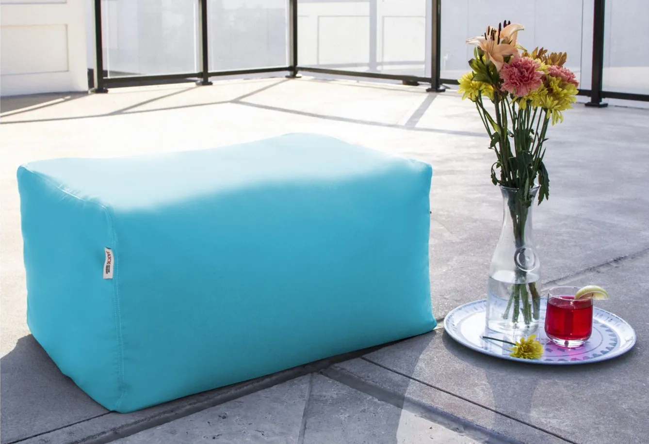 Lamont Outdoor Bean Bag Ottoman in Faye Ash by Foam Labs