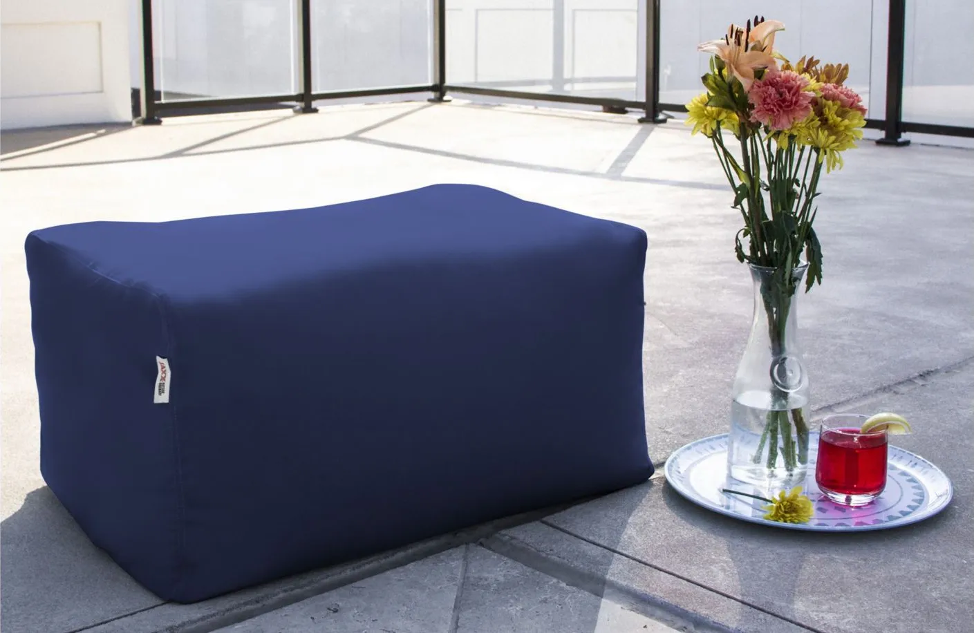 Lamont Outdoor Bean Bag Ottoman in Stone Gray by Foam Labs