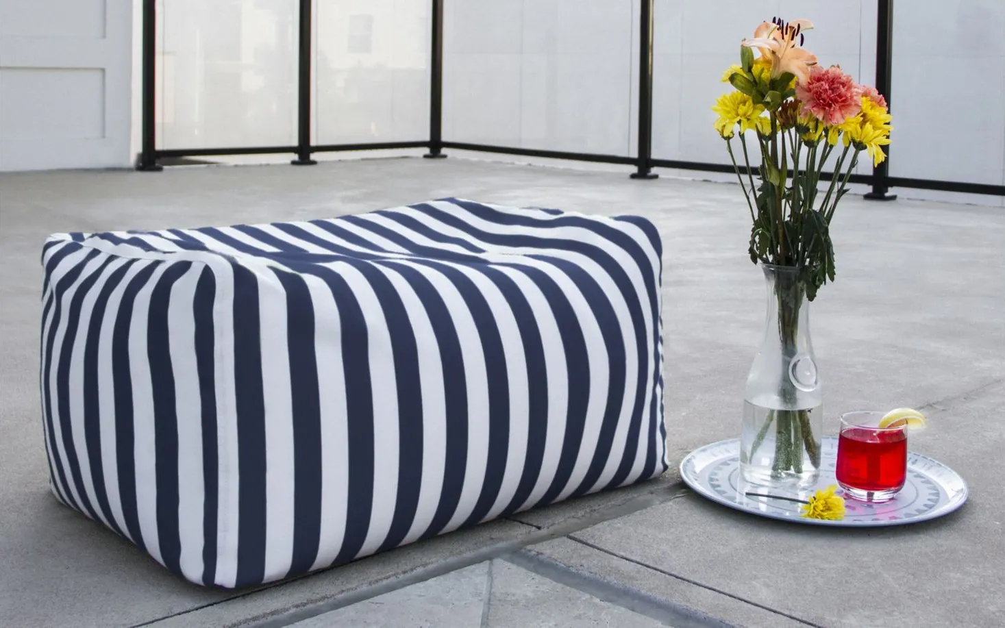 Lamont Outdoor Bean Bag Ottoman in Faye Ash by Foam Labs