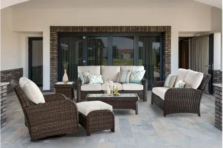 St Tropez Tob Outdoor Swivel Glider in Tobacco by South Sea Outdoor Living