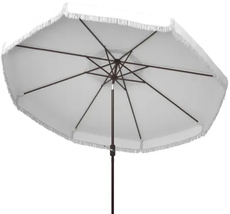 Milan Fringe Umbrella in White by Safavieh