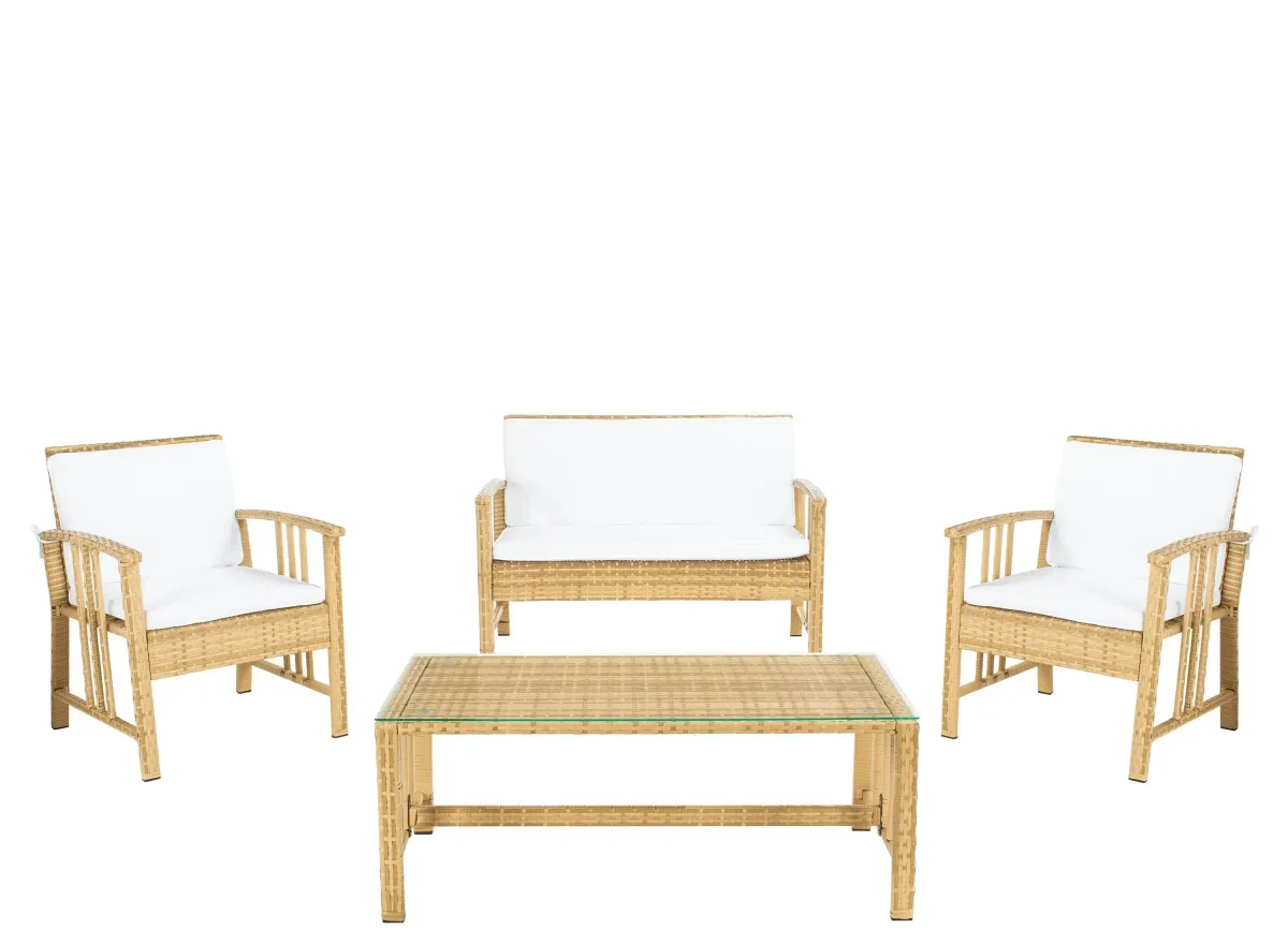 Dalit 4-pc. Patio Set in Natural / White by Safavieh